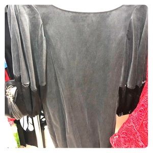 Elizabeth + James black dress with velvet sleeves